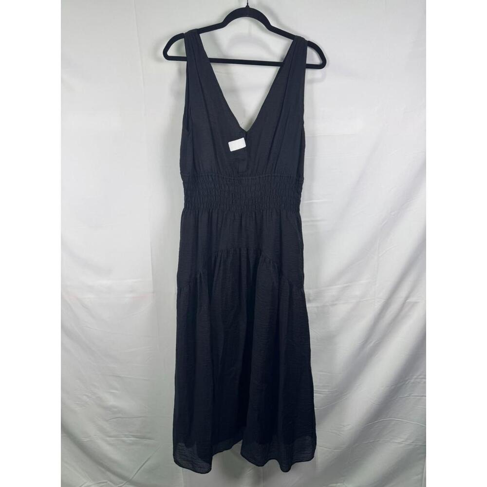 VINCE. Black Smocked Waist Dress Size S/P with Fabric Tear - Picture 4 of 8